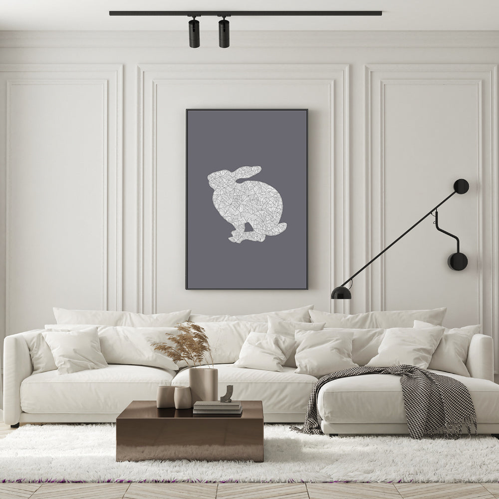 wall-art-print-canvas-poster-framed-Cool Grey Rabbit, Style B , By Danushka Abeygoda-GIOIA-WALL-ART