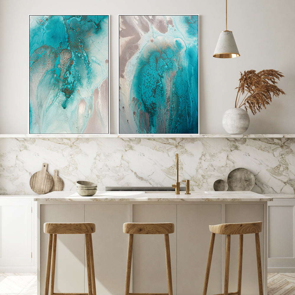 wall-art-print-canvas-poster-framed-Coral Sea Flow, Style A & B, Set Of 2 , By Petra Meikle-GIOIA-WALL-ART