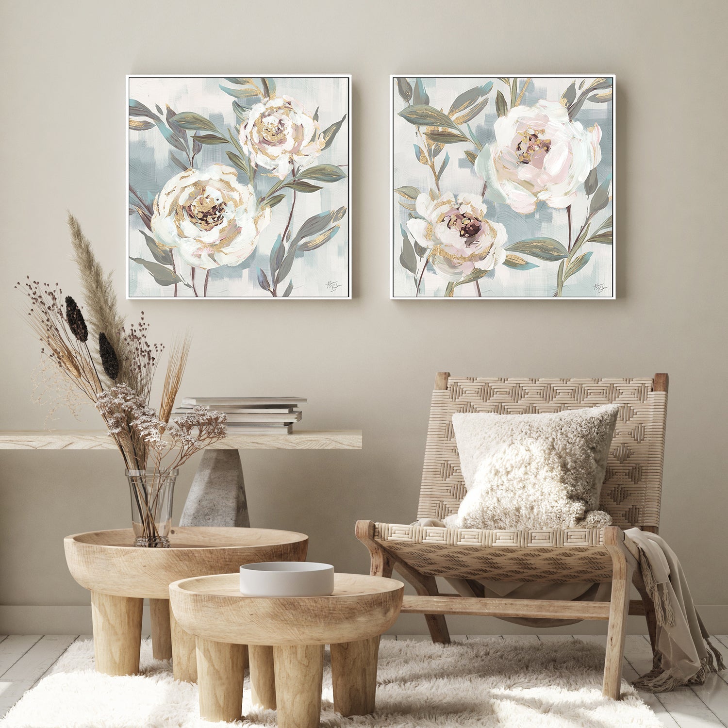 wall-art-print-canvas-poster-framed-Country Blossoms, Style A & B, Set of 2 , By Nina Blue-2