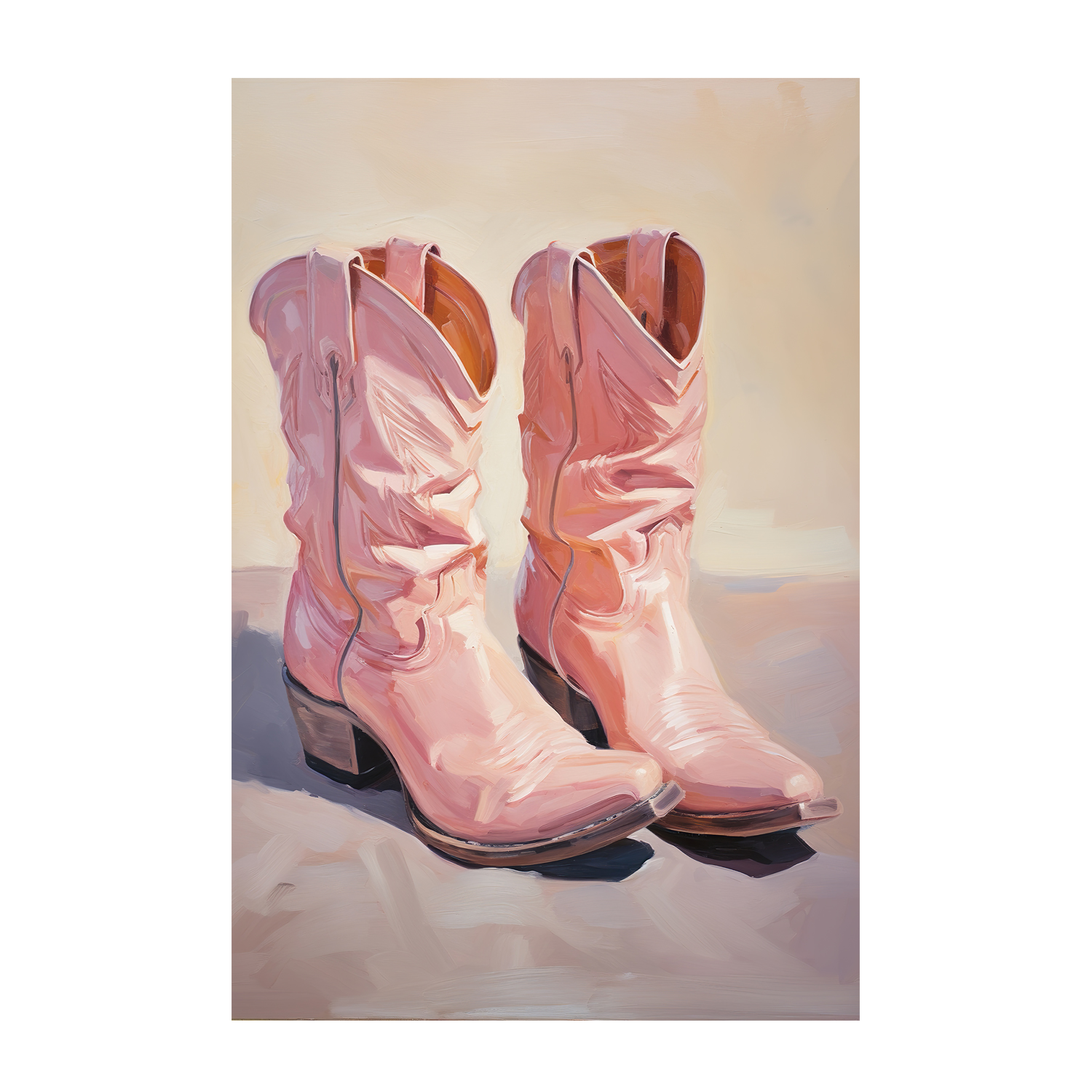 wall-art-print-canvas-poster-framed-Cowgirl's Pastel Pink Boots , By Lady Hana-1