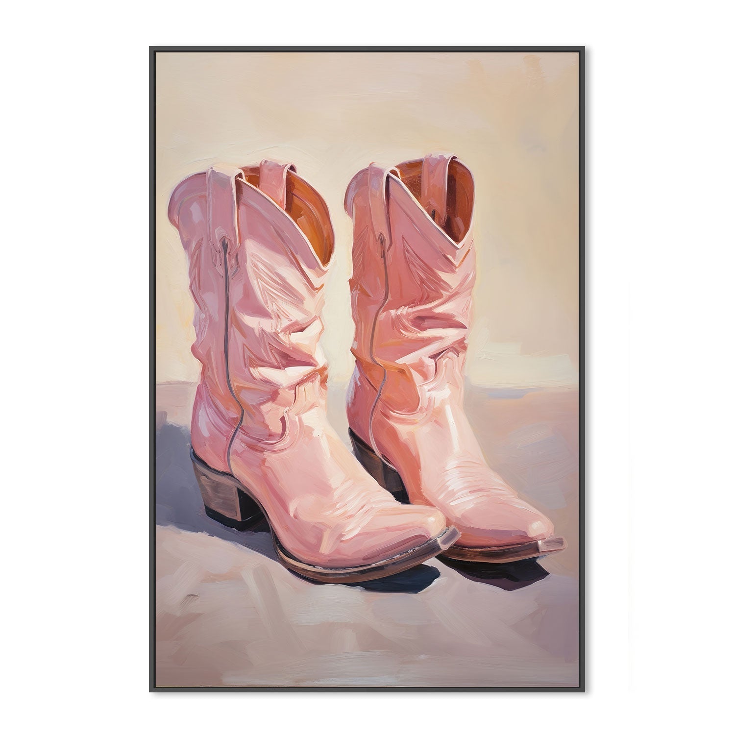 wall-art-print-canvas-poster-framed-Cowgirl's Pastel Pink Boots , By Lady Hana-3