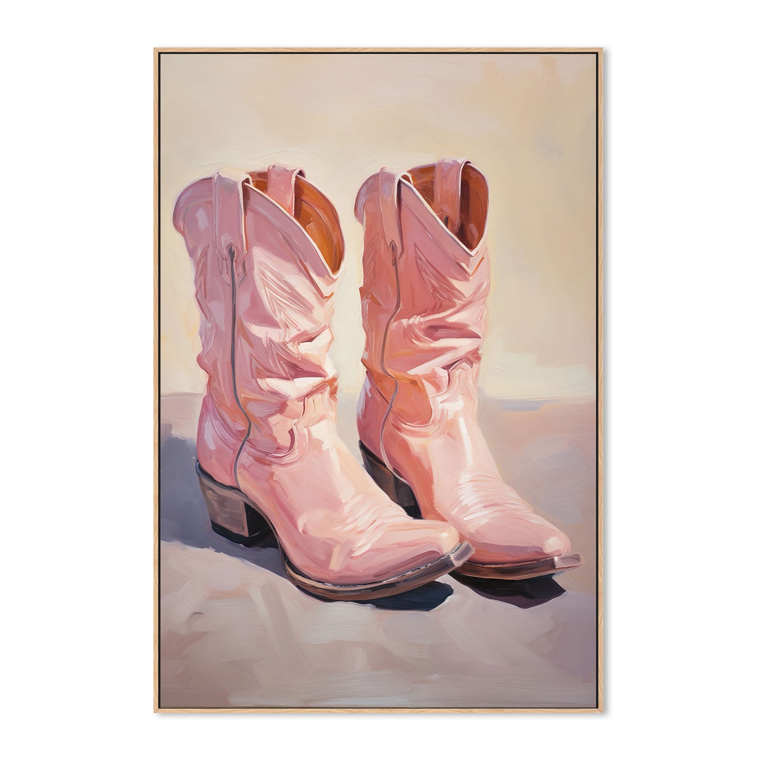 wall-art-print-canvas-poster-framed-Cowgirl's Pastel Pink Boots , By Lady Hana-4