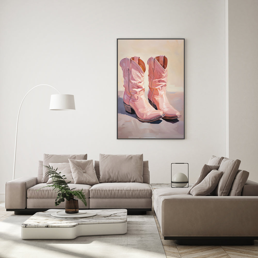 wall-art-print-canvas-poster-framed-Cowgirl's Pastel Pink Boots , By Lady Hana-7