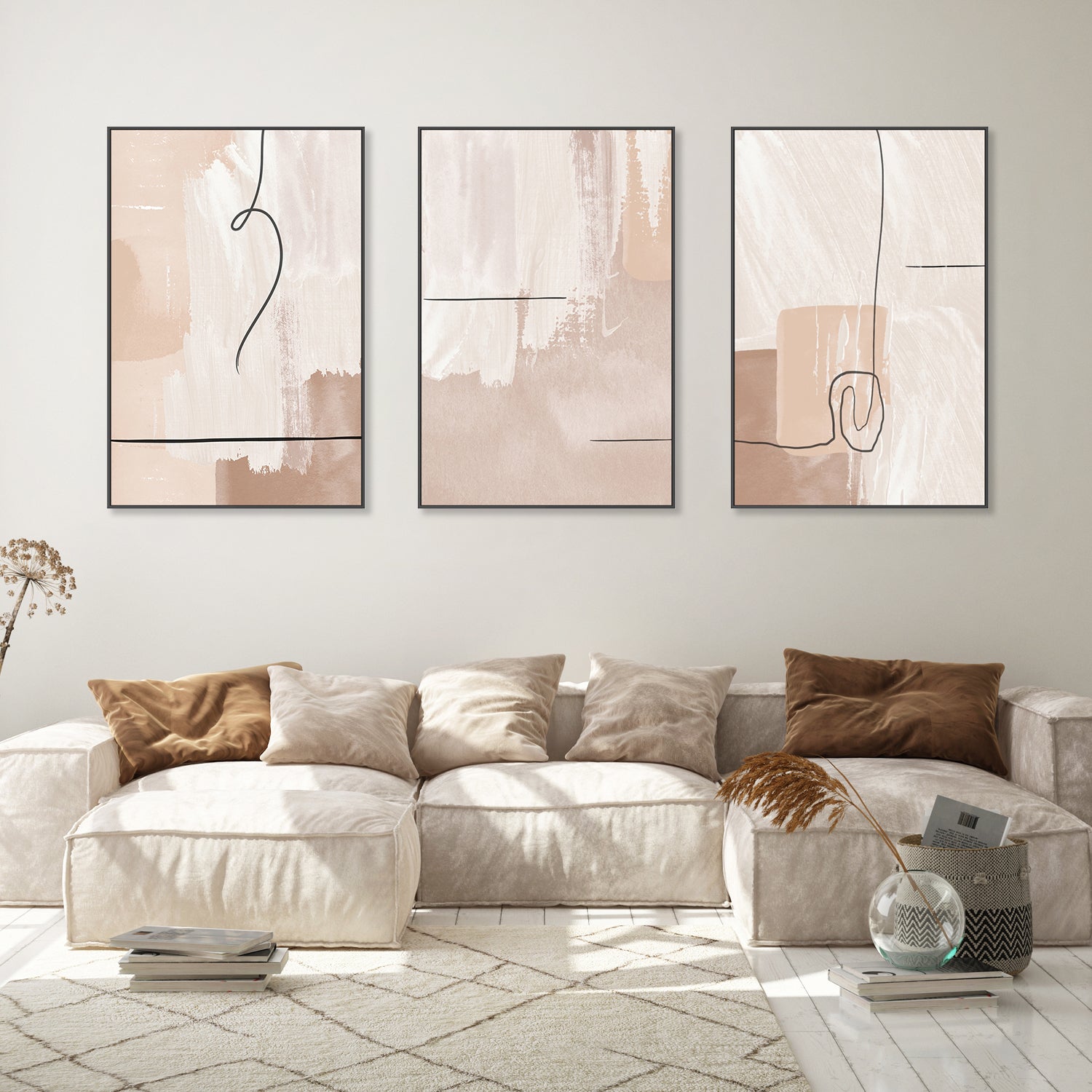 wall-art-print-canvas-poster-framed-Creamy, Style A, B & C, Set Of 3 , By Sally Ann Moss-GIOIA-WALL-ART