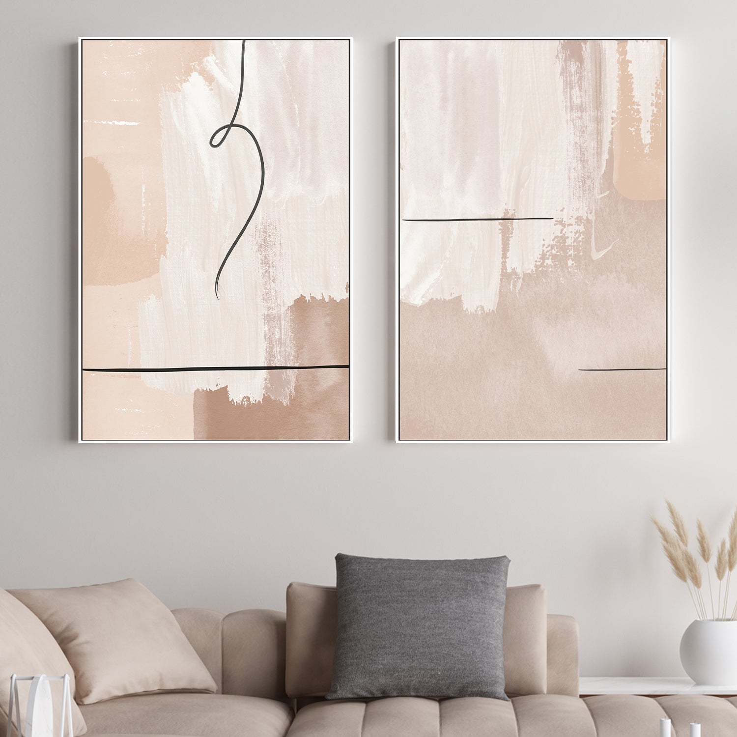 wall-art-print-canvas-poster-framed-Creamy, Style A & B, Set Of 2 , By Sally Ann Moss-GIOIA-WALL-ART