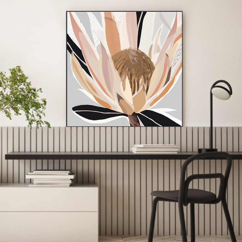 wall-art-print-canvas-poster-framed-Crema Grey Protea , By Stacey Williams-2