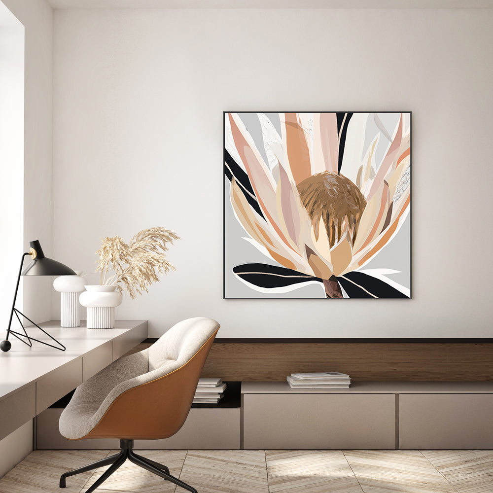 wall-art-print-canvas-poster-framed-Crema Grey Protea , By Stacey Williams-7