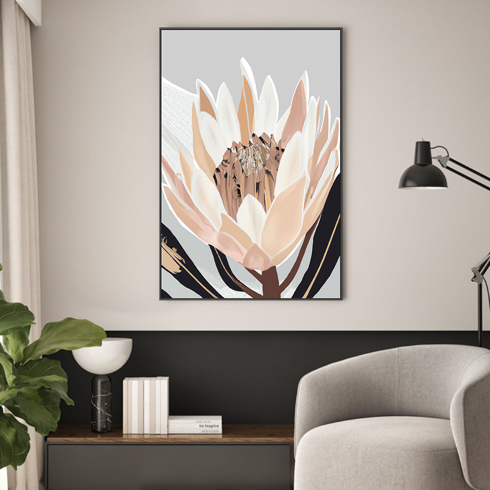 wall-art-print-canvas-poster-framed-Crema Silver Protea , By Stacey Williams-2