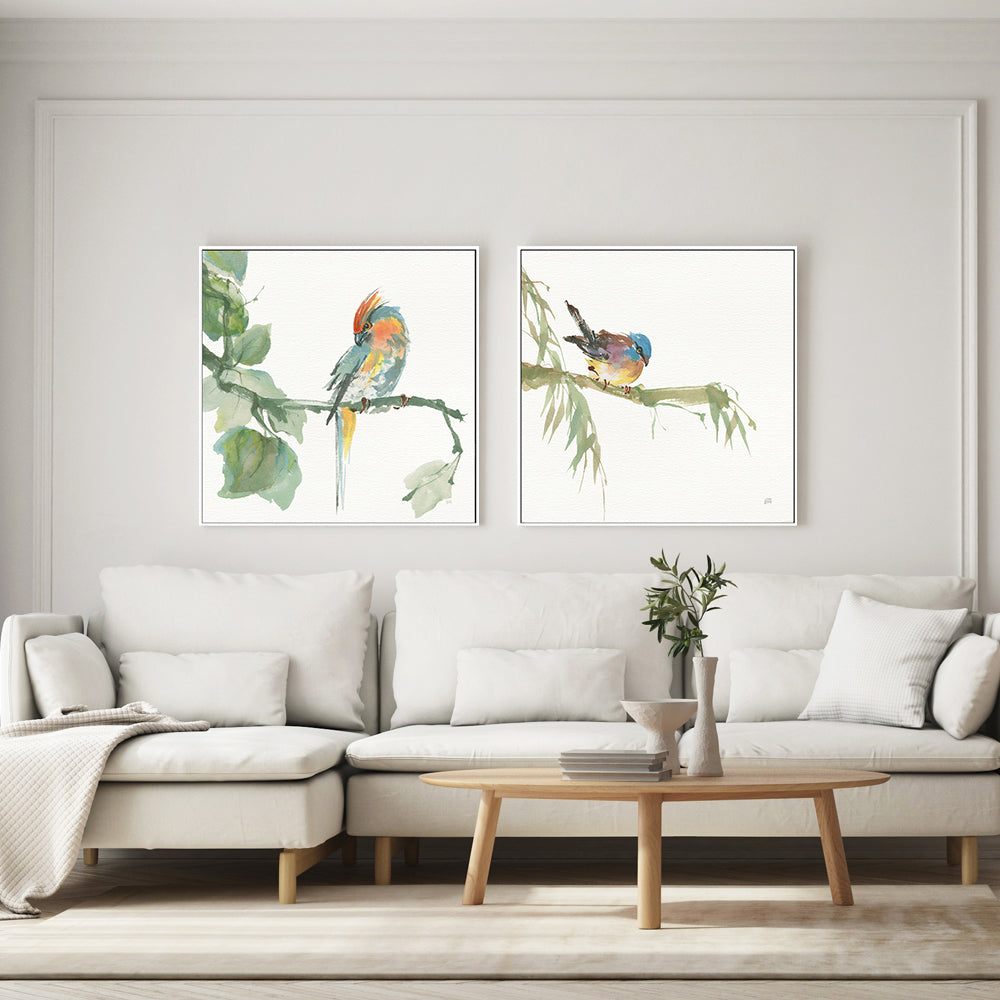 wall-art-print-canvas-poster-framed-Crested Cockatoo And Finch, Set Of 2 , By Chris Paschke-GIOIA-WALL-ART