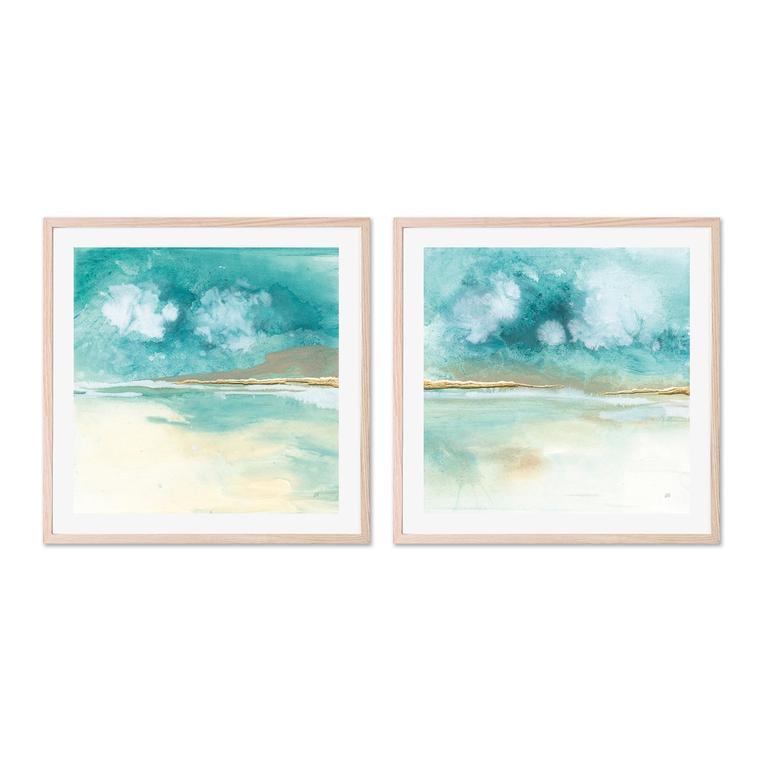 wall-art-print-canvas-poster-framed-Cumulus Emerald, Set of 2-by-Chris Paschke-Gioia Wall Art