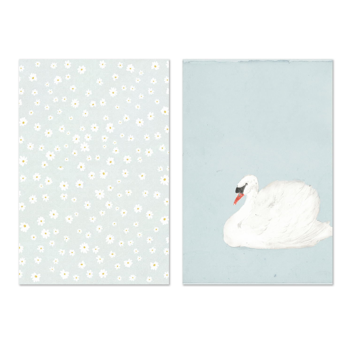 wall-art-print-canvas-poster-framed-Daisies and Swan, Set Of 2 , By Leah Straatsma-1