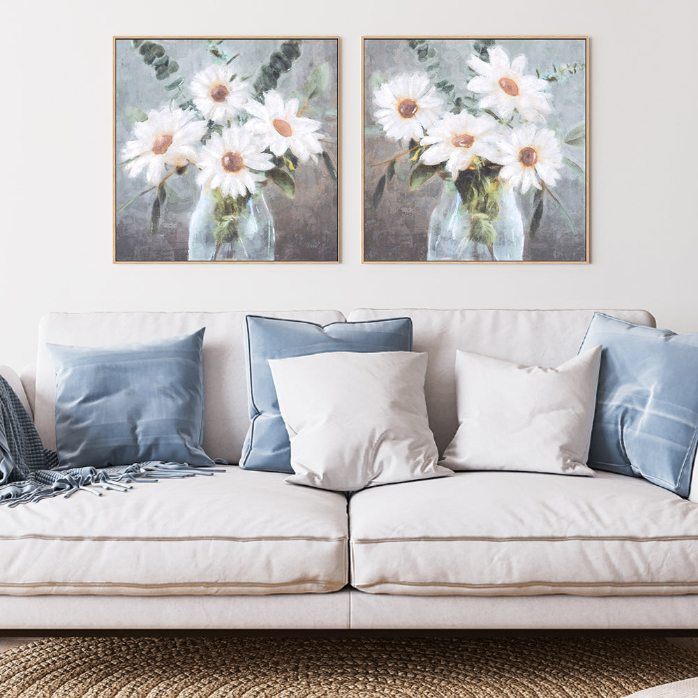 wall-art-print-canvas-poster-framed-Daisy Bouquet, Style A & B, Set of 2 , By Nina Blue-2