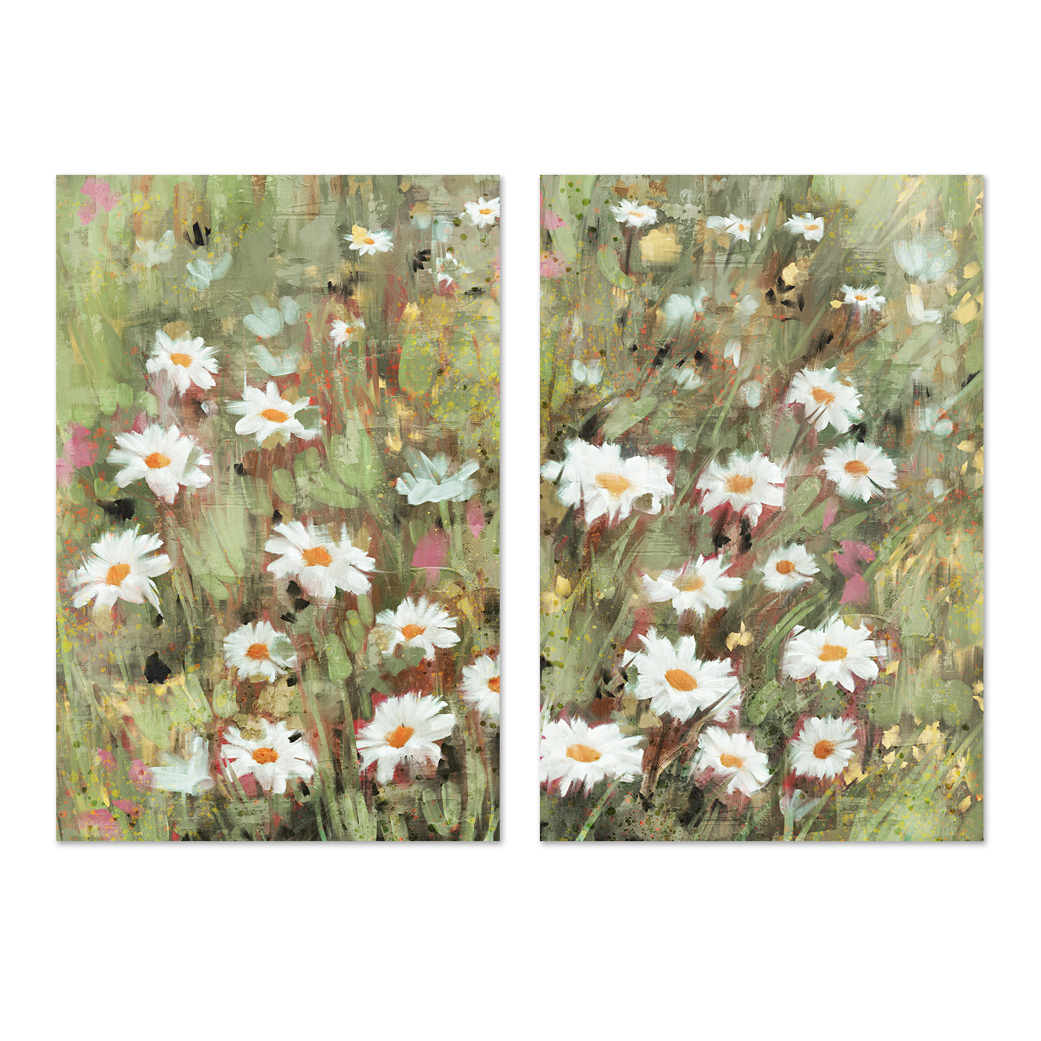 wall-art-print-canvas-poster-framed-Daisy Field, Style A & B, Set Of 2 , By Nina Blue-1