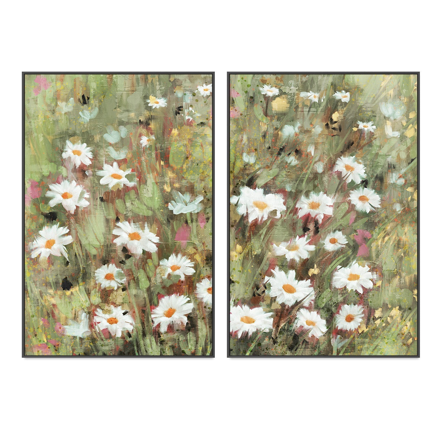 wall-art-print-canvas-poster-framed-Daisy Field, Style A & B, Set Of 2 , By Nina Blue-3