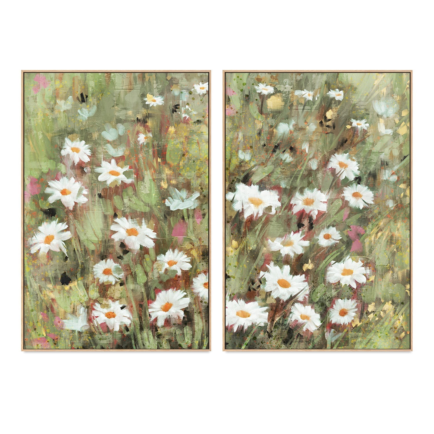 wall-art-print-canvas-poster-framed-Daisy Field, Style A & B, Set Of 2 , By Nina Blue-4