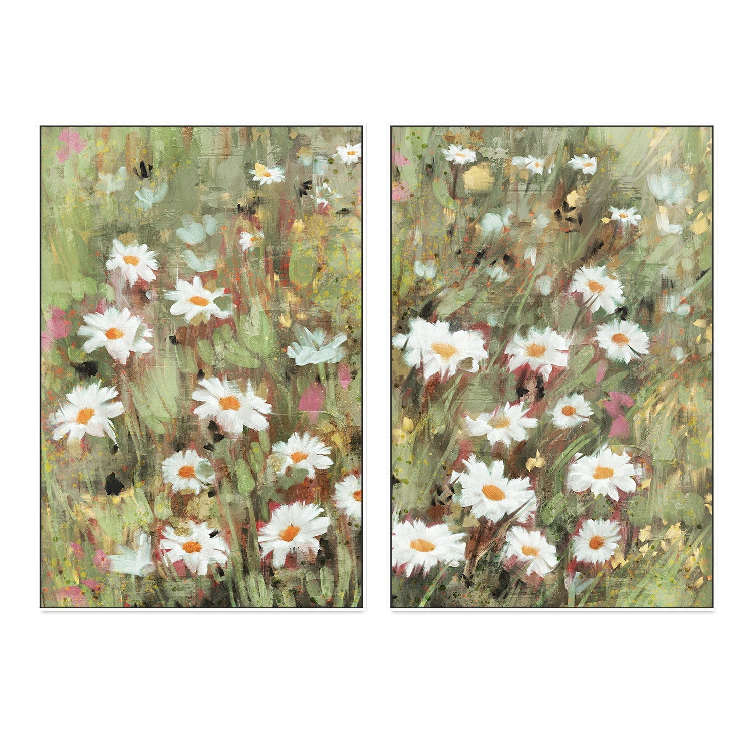 wall-art-print-canvas-poster-framed-Daisy Field, Style A & B, Set Of 2 , By Nina Blue-5