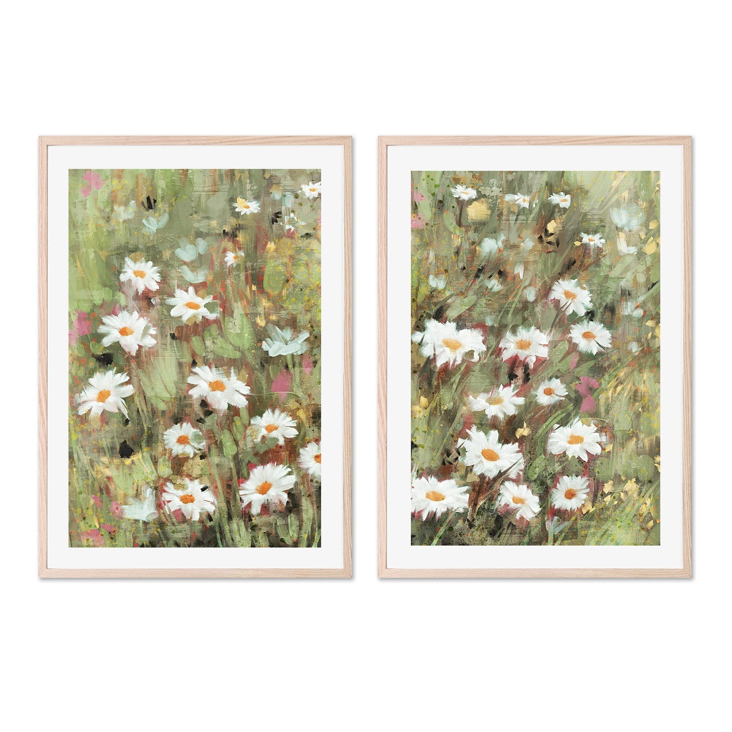 wall-art-print-canvas-poster-framed-Daisy Field, Style A & B, Set Of 2 , By Nina Blue-6