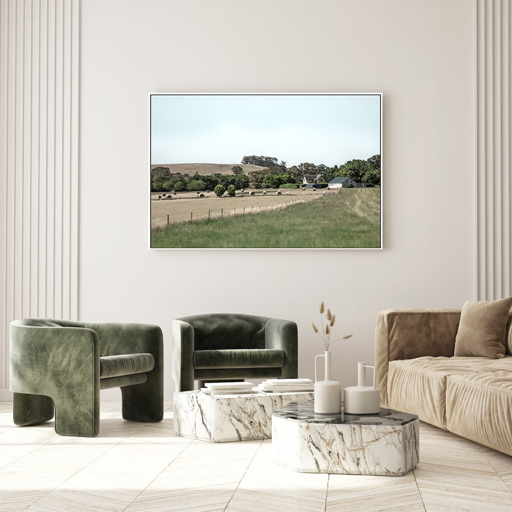 wall-art-print-canvas-poster-framed-Daylesford Hay Bales, Style A , By Tricia Brennan-GIOIA-WALL-ART