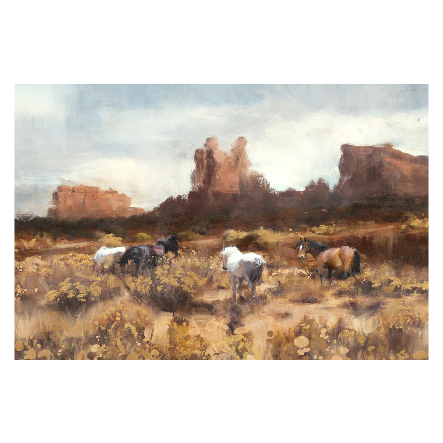 wall-art-print-canvas-poster-framed-Desert Horses , By Nina Blue-1