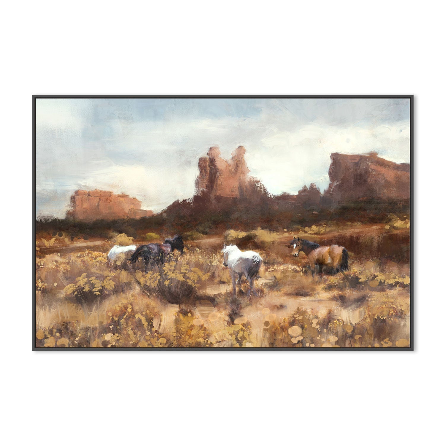 wall-art-print-canvas-poster-framed-Desert Horses , By Nina Blue-3