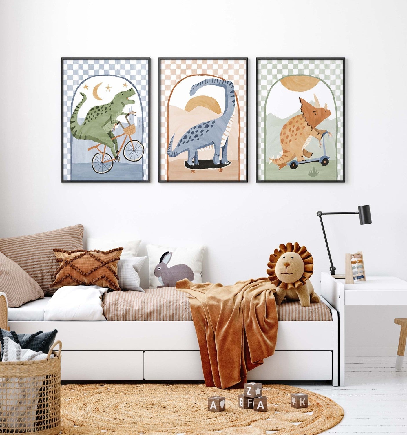 wall-art-print-canvas-poster-framed-Dino Riders, Set of 3 , By Pip and Phee-7