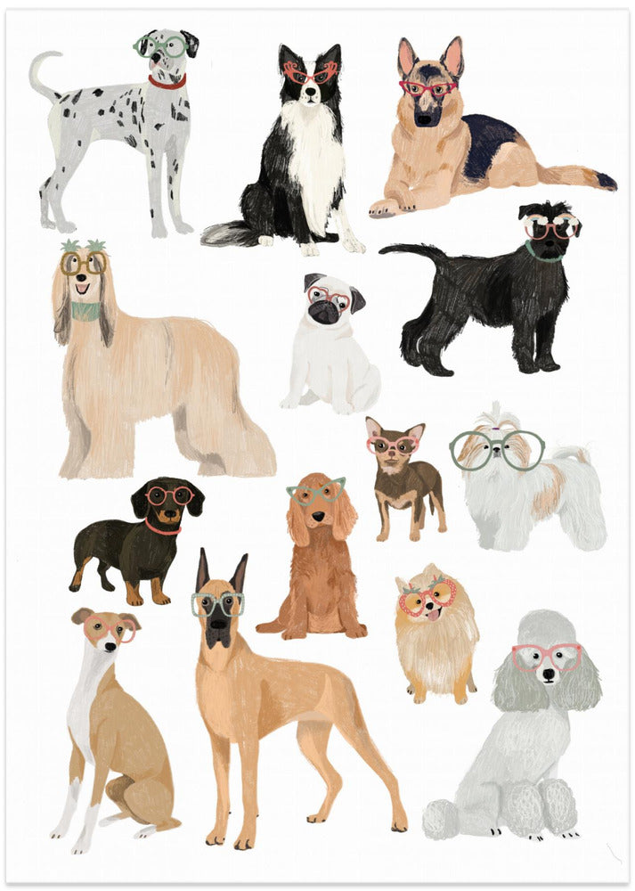 wall-art-print-canvas-poster-framed-Dogs in glasses Print , By Hanna Melin-1