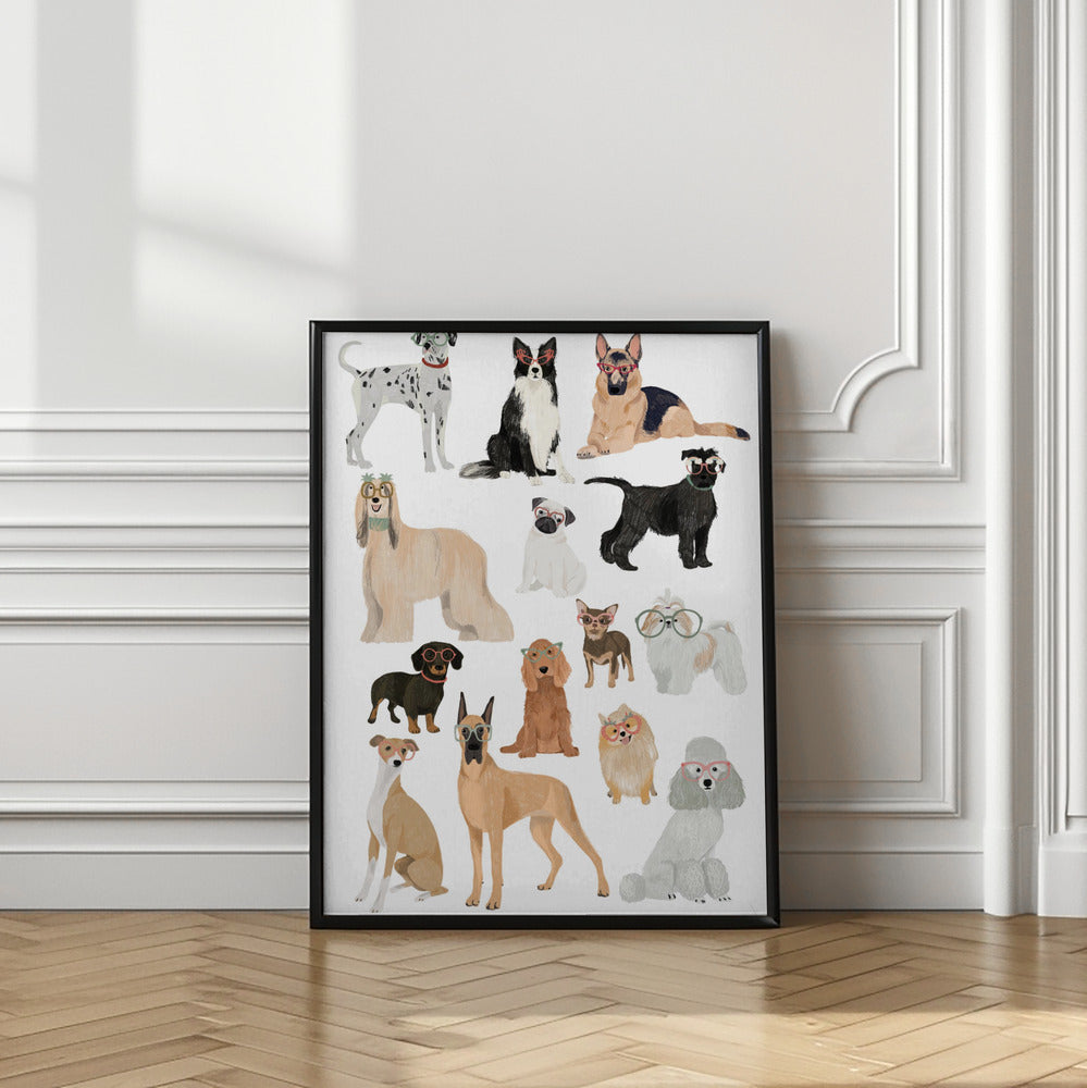 wall-art-print-canvas-poster-framed-Dogs in glasses Print , By Hanna Melin-2