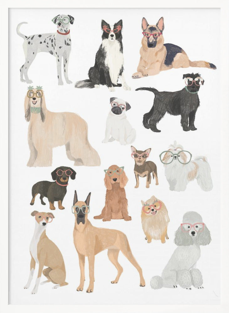 wall-art-print-canvas-poster-framed-Dogs in glasses Print , By Hanna Melin-5