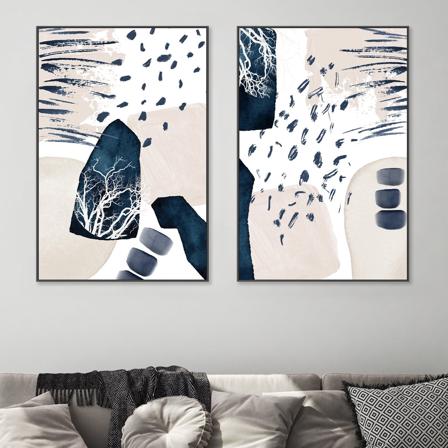 wall-art-print-canvas-poster-framed-Dreamy, Style A & B, Set Of 2 , By Sally Ann Moss-GIOIA-WALL-ART