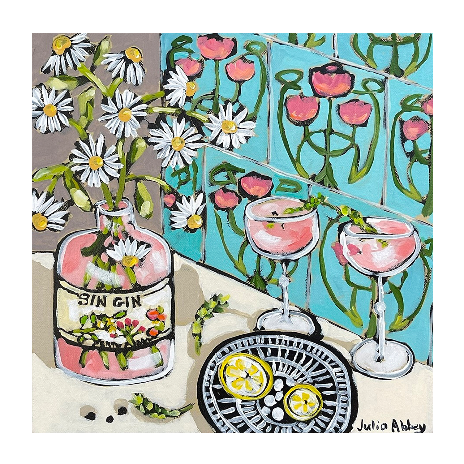 wall-art-print-canvas-poster-framed-Drinks and Daisies , By Julia Abbey-1