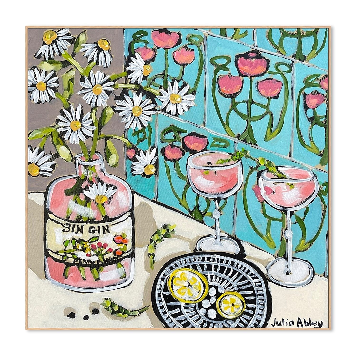 wall-art-print-canvas-poster-framed-Drinks and Daisies , By Julia Abbey-4