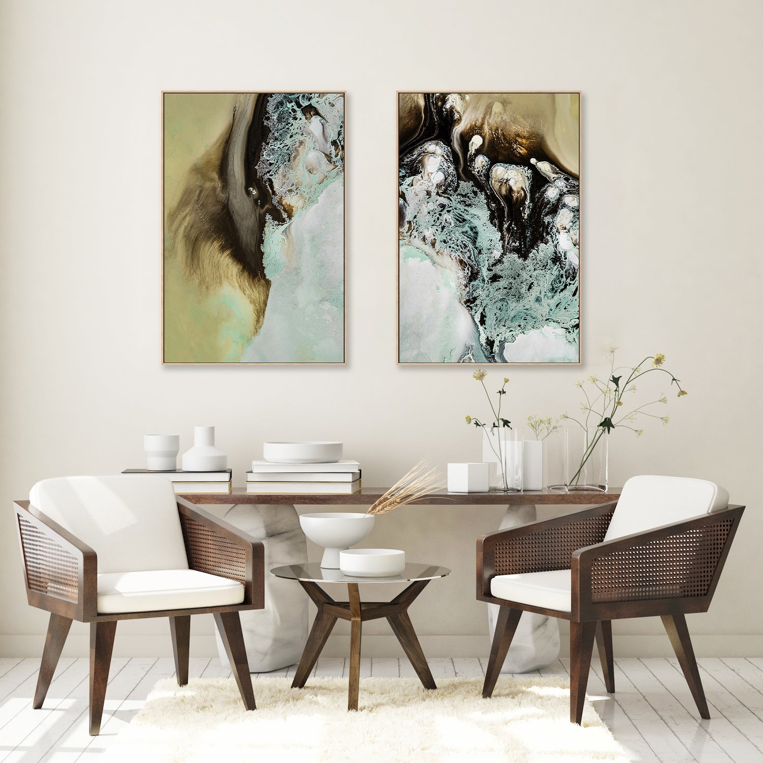 wall-art-print-canvas-poster-framed-Earthly Motion, Style A & B, Set Of 2 , By Petra Meikle-2