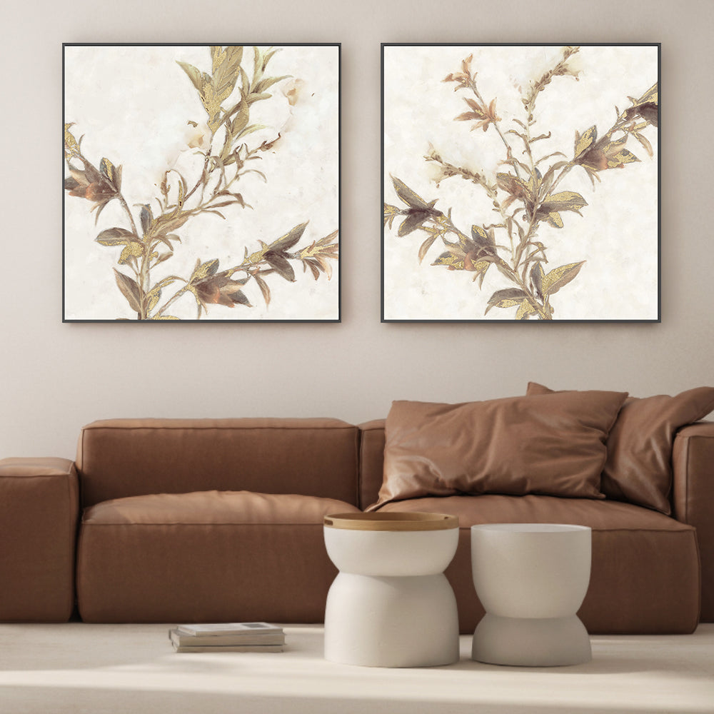 wall-art-print-canvas-poster-framed-Elegant Leaves, Style A & B, Set of 2 , By Nina Blue-2