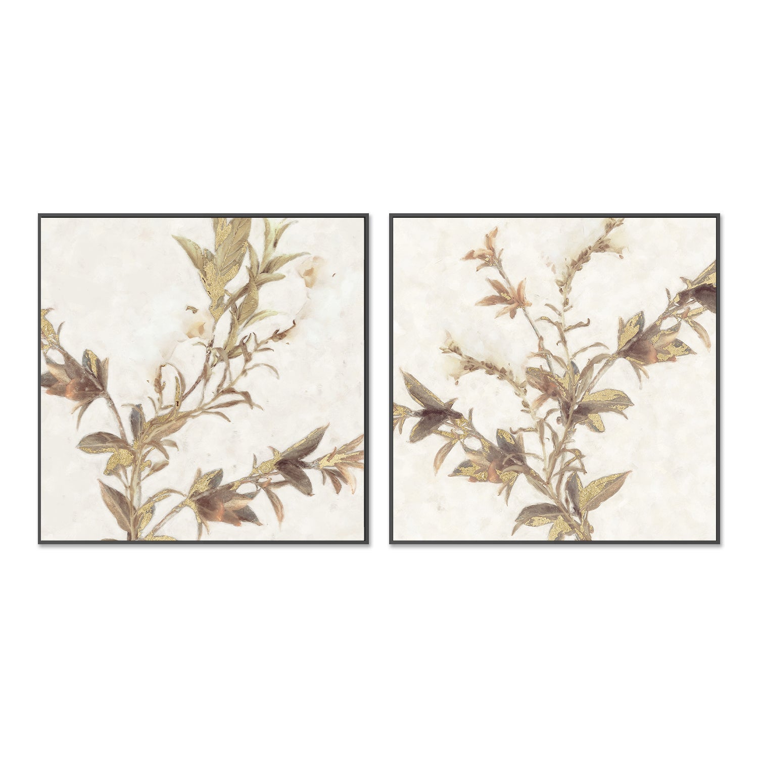 wall-art-print-canvas-poster-framed-Elegant Leaves, Style A & B, Set of 2 , By Nina Blue-3