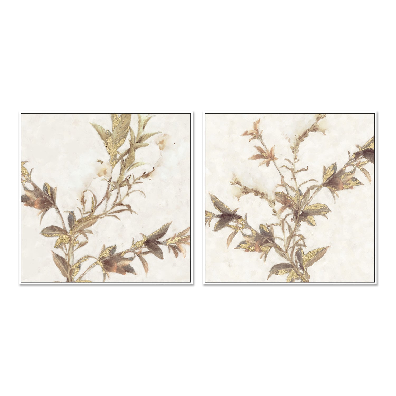 wall-art-print-canvas-poster-framed-Elegant Leaves, Style A & B, Set of 2 , By Nina Blue-5