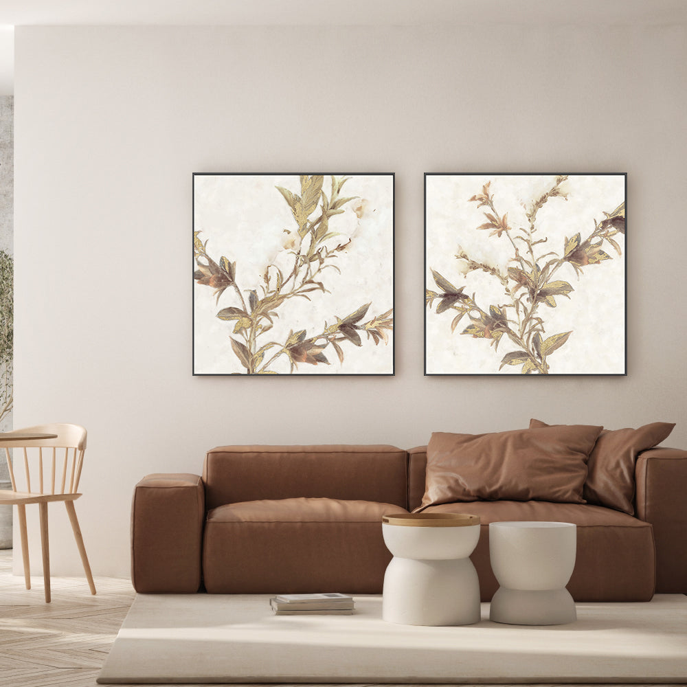 wall-art-print-canvas-poster-framed-Elegant Leaves, Style A & B, Set of 2 , By Nina Blue-8