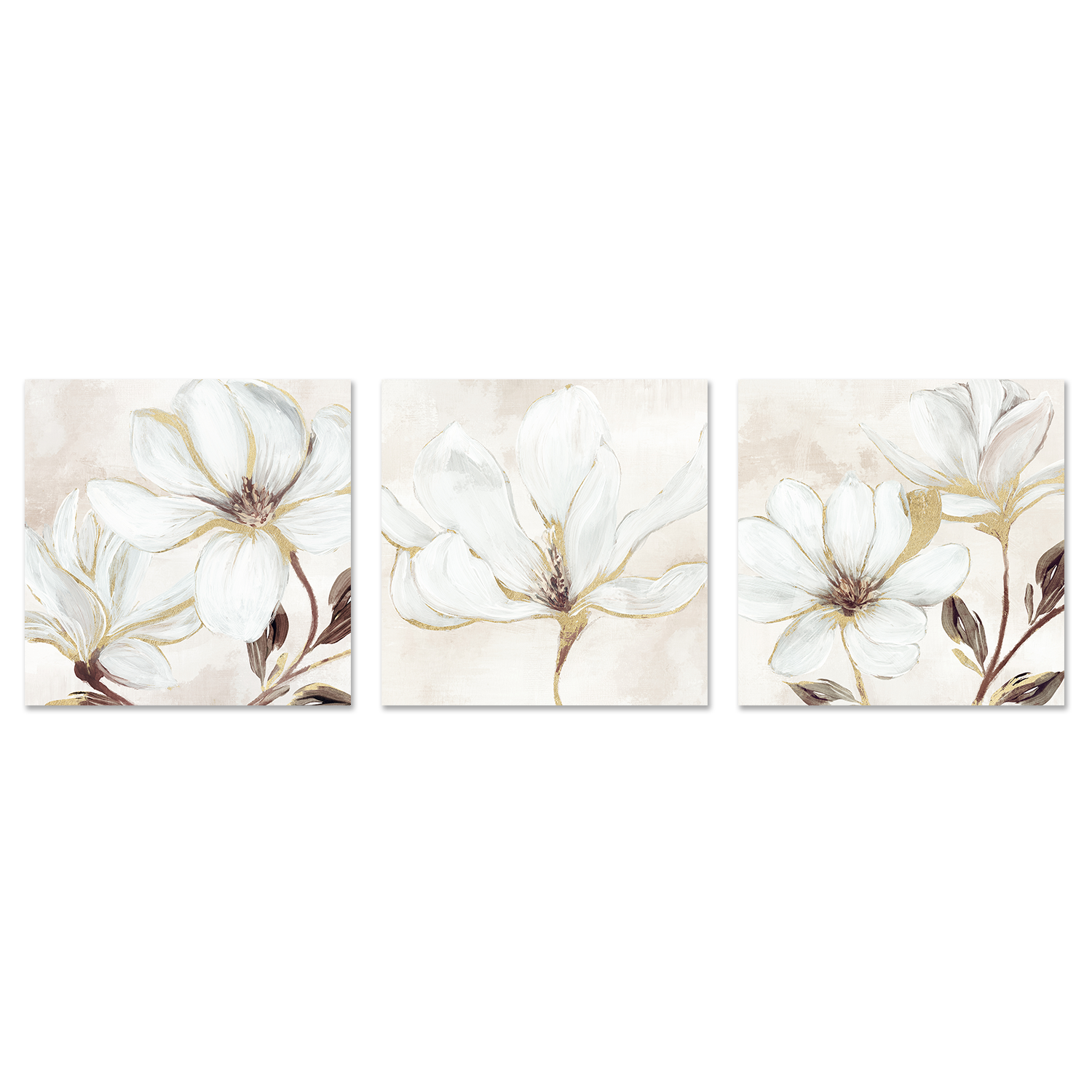 wall-art-print-canvas-poster-framed-Elegant Magnolia, Style A, B & C, Set Of 3 , By Nina Blue-1