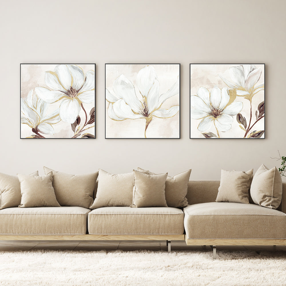 wall-art-print-canvas-poster-framed-Elegant Magnolia, Style A, B & C, Set Of 3 , By Nina Blue-2