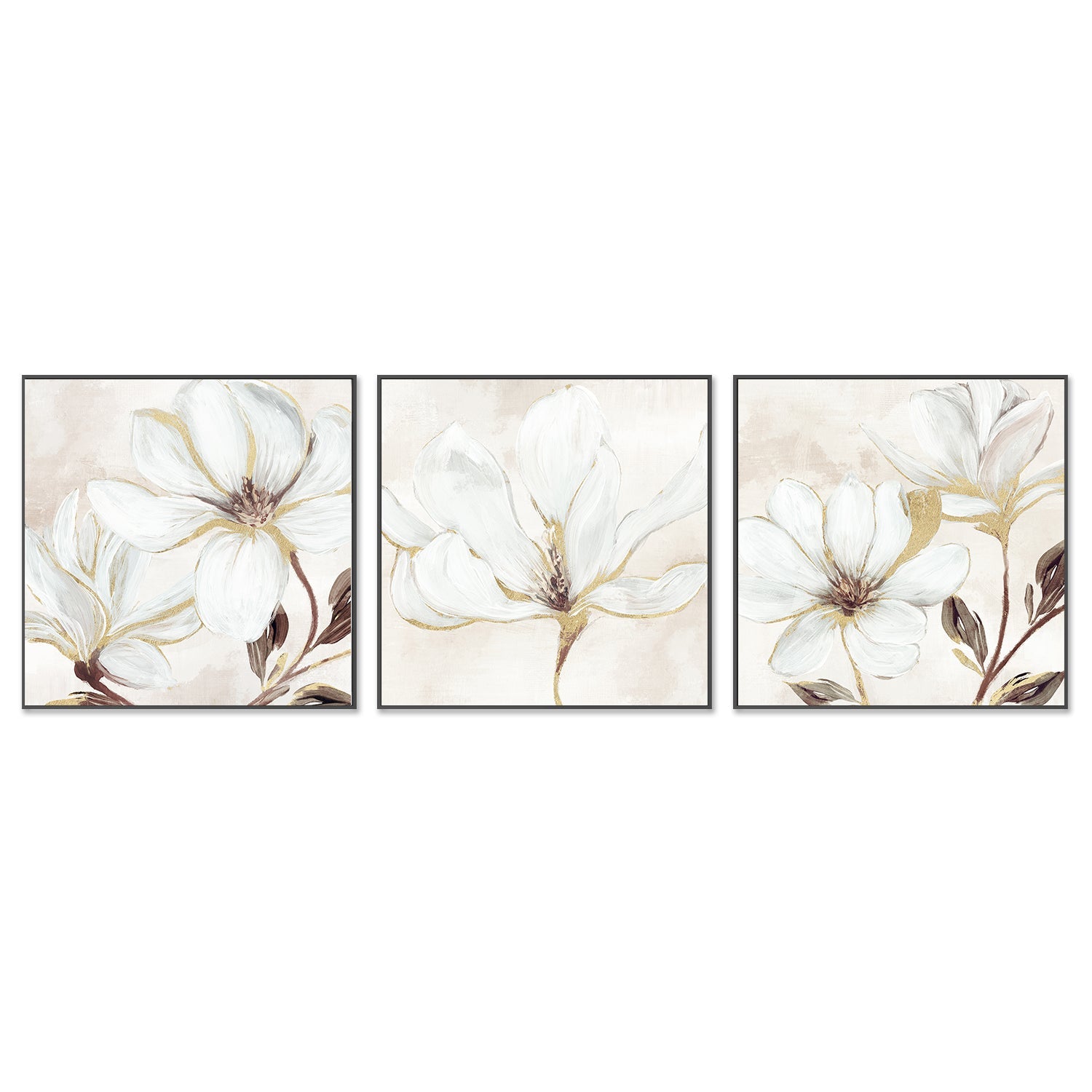 wall-art-print-canvas-poster-framed-Elegant Magnolia, Style A, B & C, Set Of 3 , By Nina Blue-3