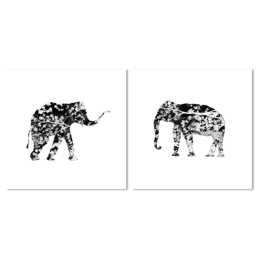 wall-art-print-canvas-poster-framed-Elephant Tree, Set Of 2-by-Danushka Abeygoda-Gioia Wall Art