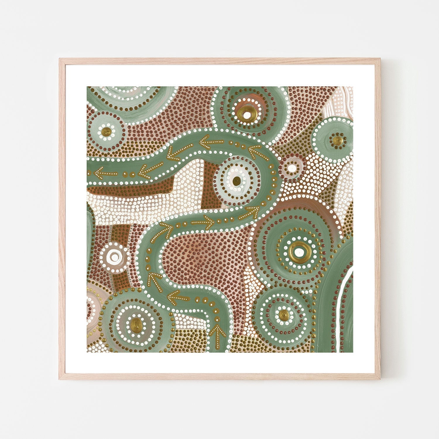 wall-art-print-canvas-poster-framed-Emu Dreaming, Green and Brown Colour , By Domica Hill-6