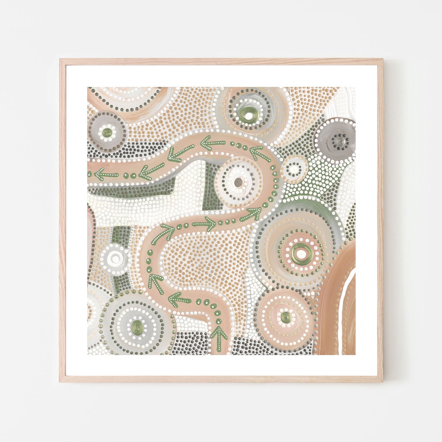 wall-art-print-canvas-poster-framed-Emu Dreaming, Light Peach and Green Colour , By Domica Hill-6