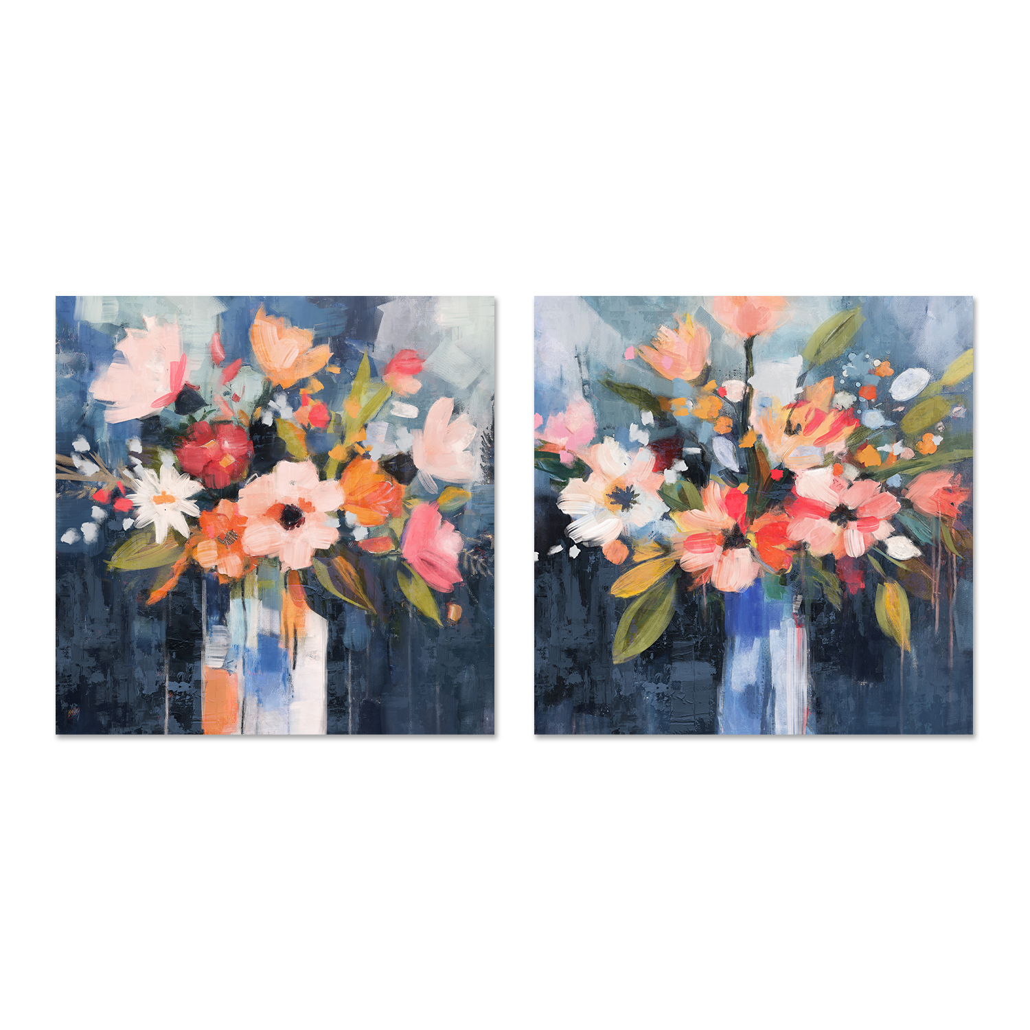 wall-art-print-canvas-poster-framed-Enchanted Florals, Style A & B, Set Of 2 , By Nina Blue-1