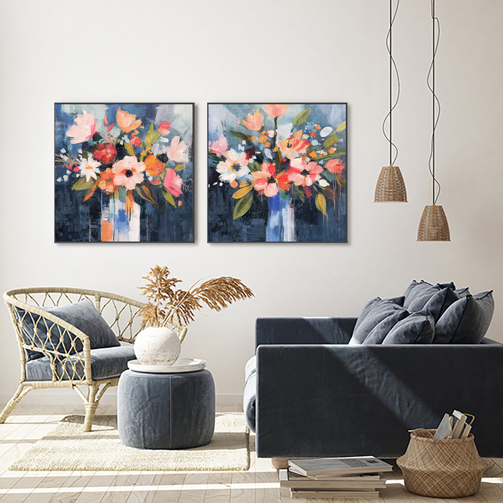 wall-art-print-canvas-poster-framed-Enchanted Florals, Style A & B, Set Of 2 , By Nina Blue-2