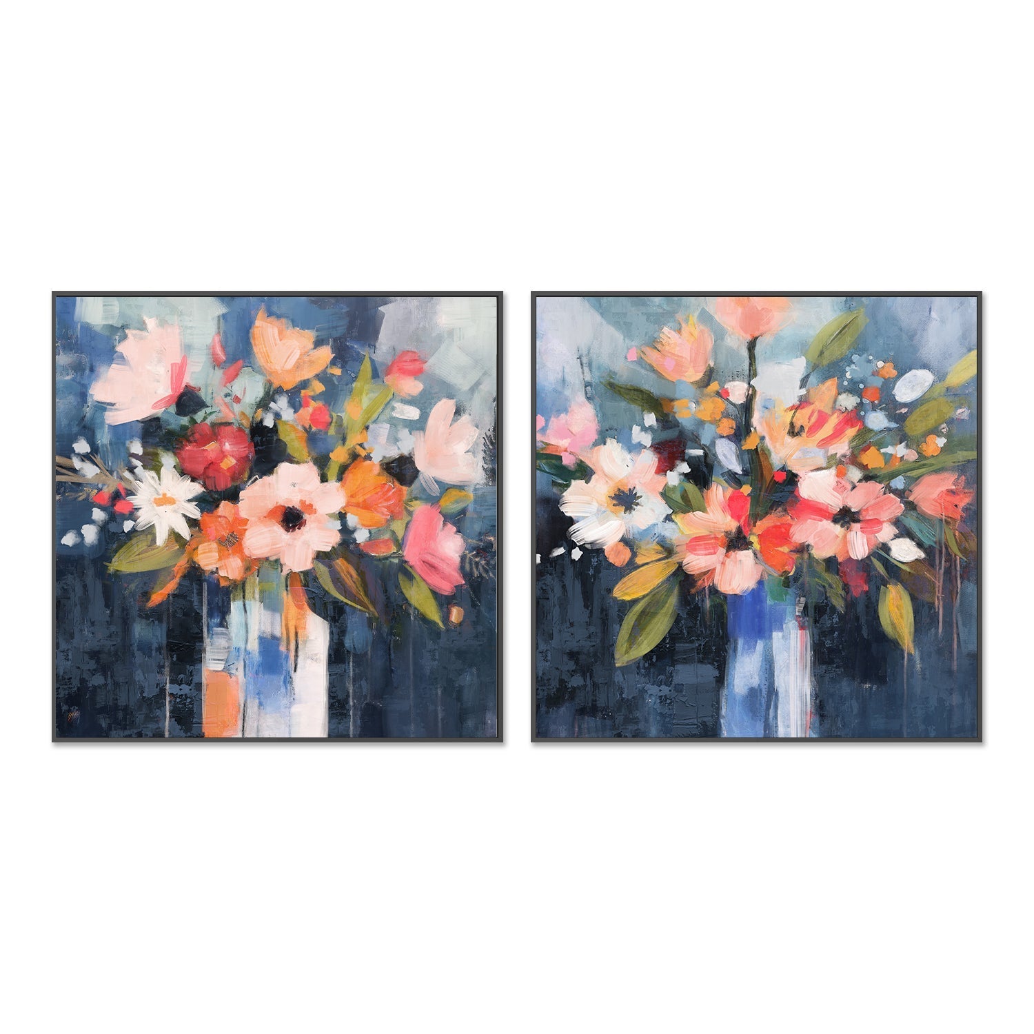 wall-art-print-canvas-poster-framed-Enchanted Florals, Style A & B, Set Of 2 , By Nina Blue-3