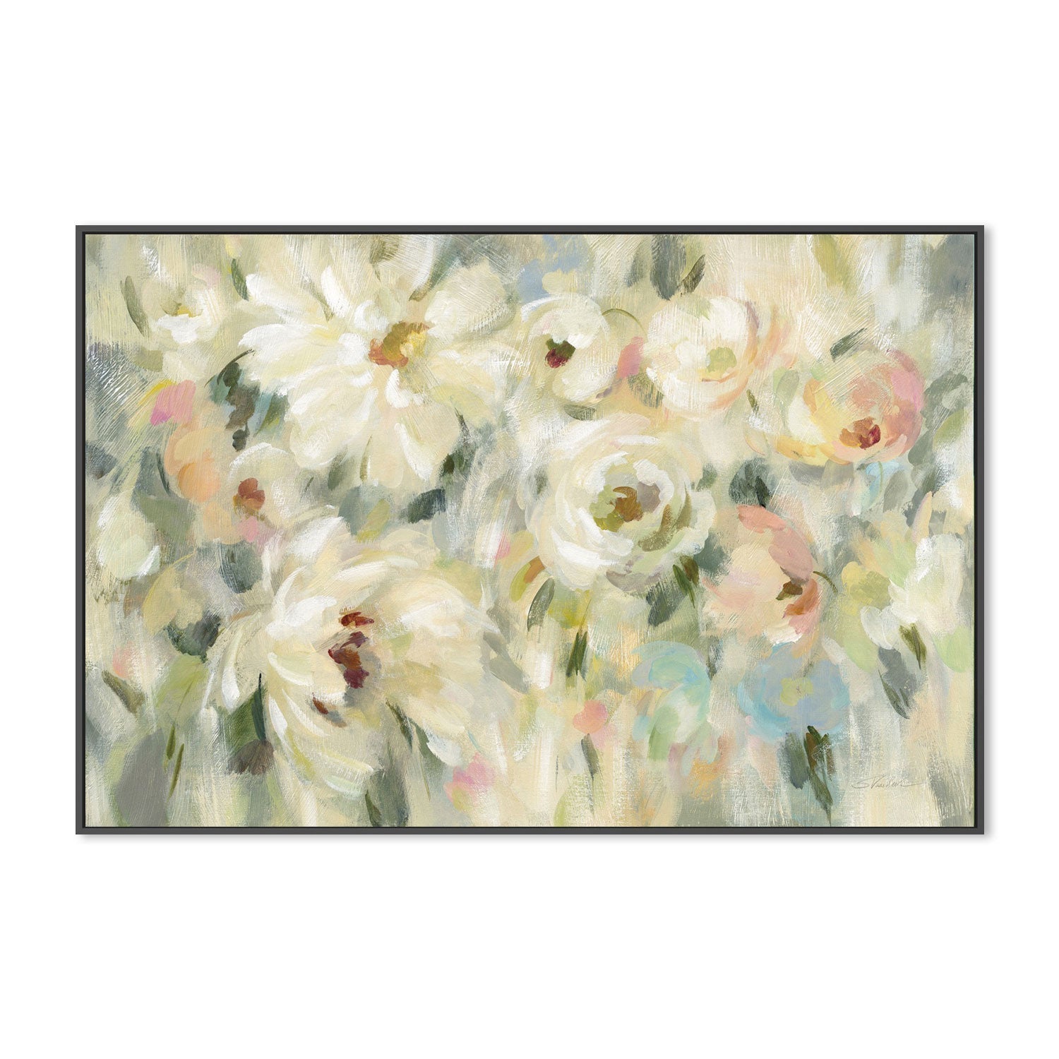 wall-art-print-canvas-poster-framed-Expressive Pale Floral-by-Silvia Vassileva-Gioia Wall Art