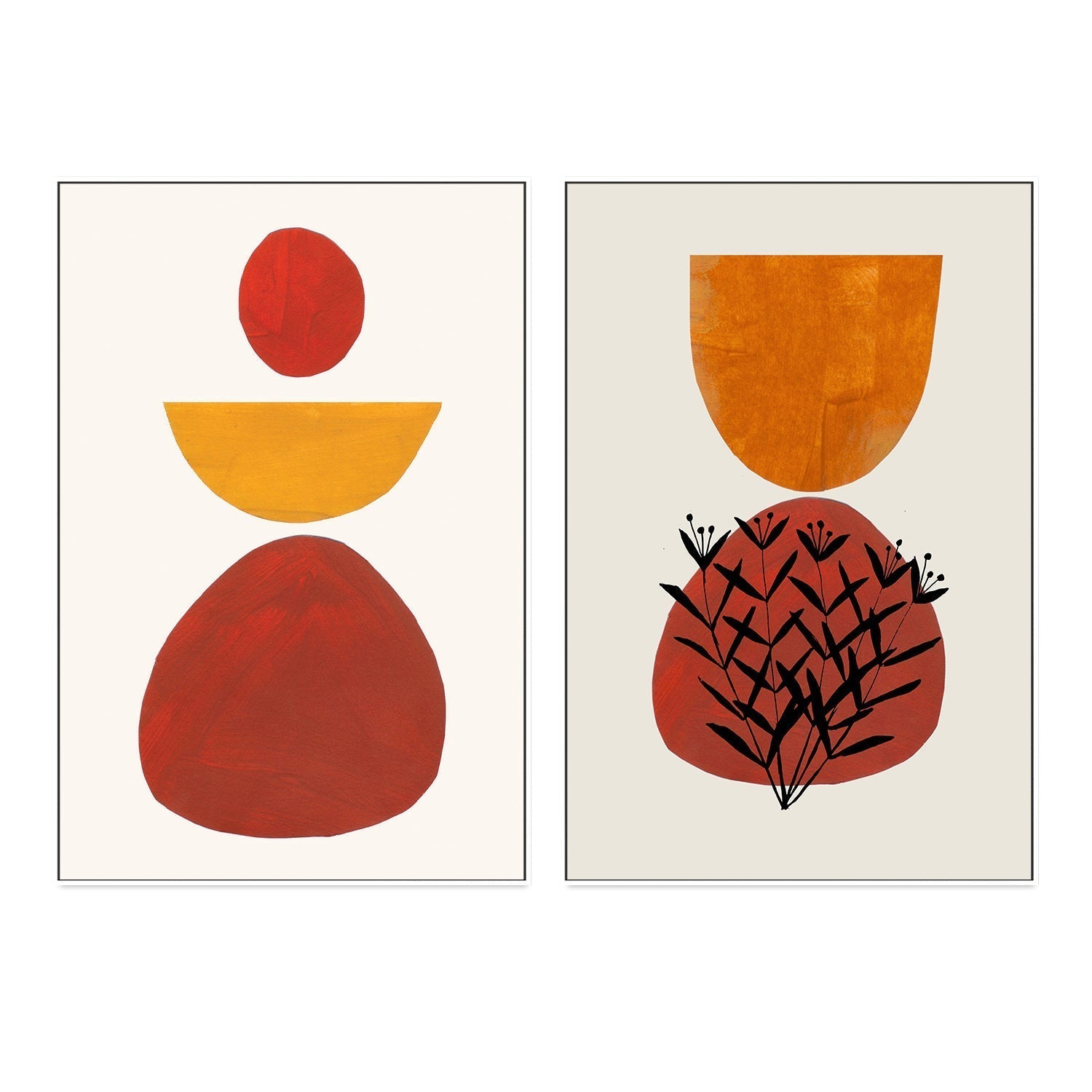 wall-art-print-canvas-poster-framed-Fall Shapes, Set Of 2 , By Ejaaz Haniff-GIOIA-WALL-ART