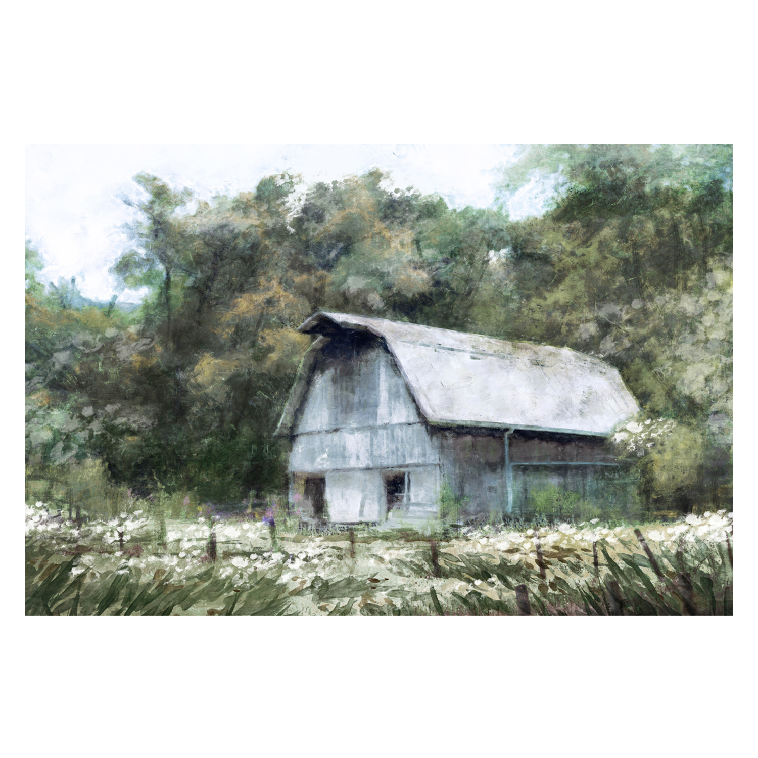 wall-art-print-canvas-poster-framed-Farm House Barn, Style A , By Nina Blue-1