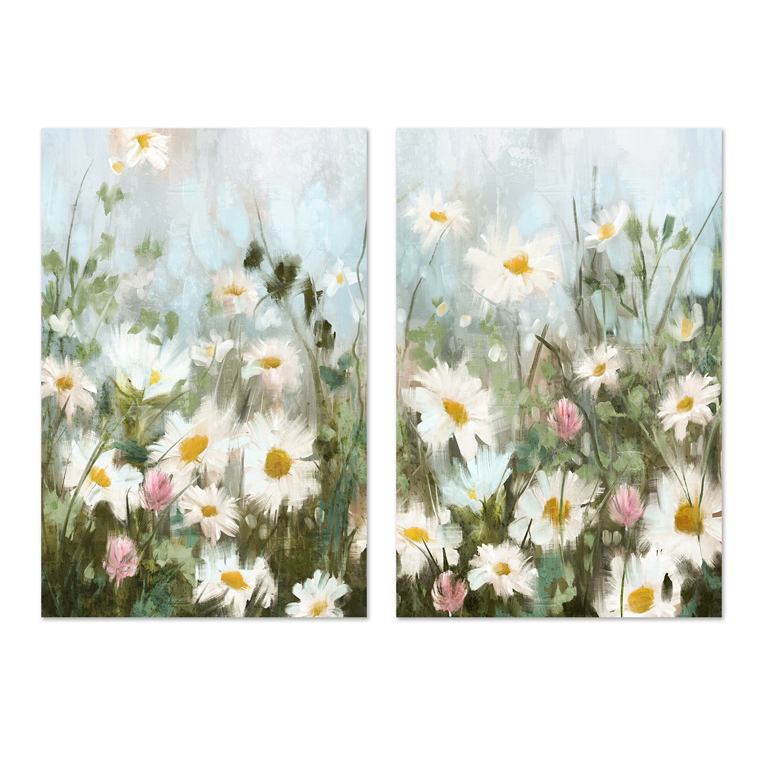 wall-art-print-canvas-poster-framed-Field Of Daisies, Style A & B, Set Of 2 , By Nina Blue-1