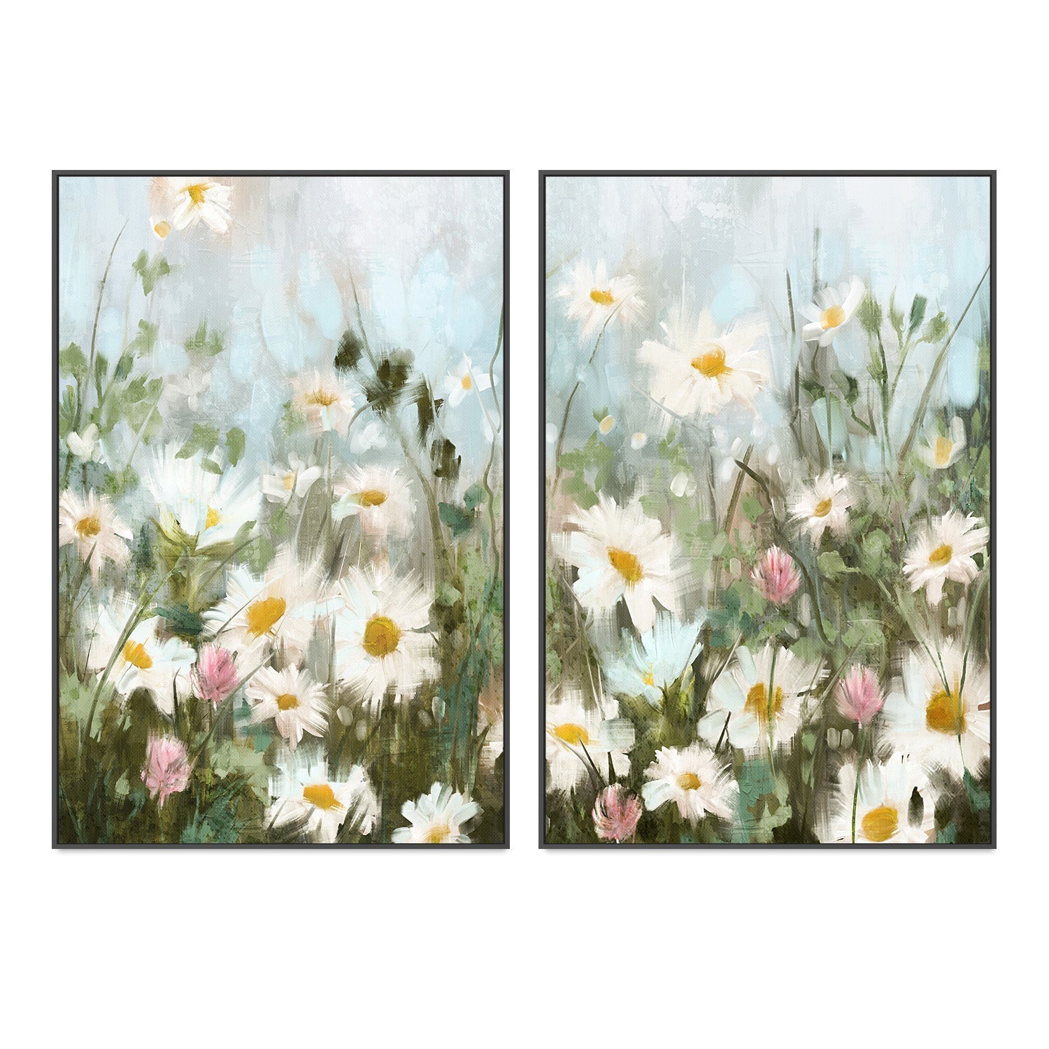 wall-art-print-canvas-poster-framed-Field Of Daisies, Style A & B, Set Of 2 , By Nina Blue-3